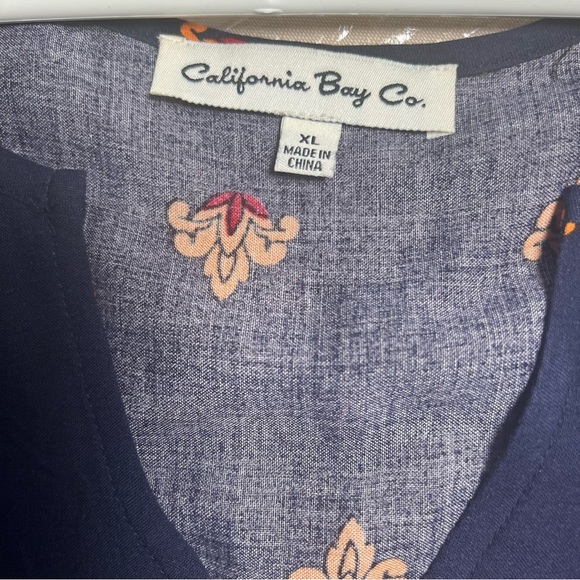 California Bay Co Wide Leg Jumpsuit Rayon Size XL Drawstring Waist Cute Comfort - Picture 14 of 16